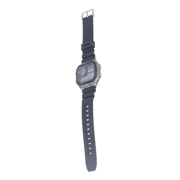 Elektronisk Sportklocka 12 24 Timmar Vattentät Digital Armbandsur med Ljusande Alarm Timerfunktion Transparent Grön