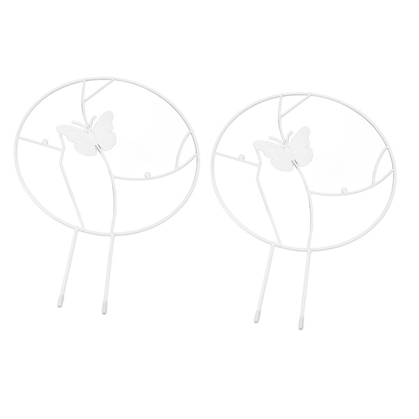 2 stk. Blomsterplante Støttestativ Jern Klatrestativ til Hjem Have Rund Ring Design Hvid