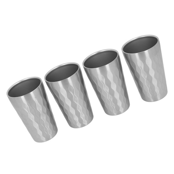 4 st 350ml Utomhus Camping Portabel 304 Rostfritt Stål Vattenmugg Set Stapelbar Resemugg