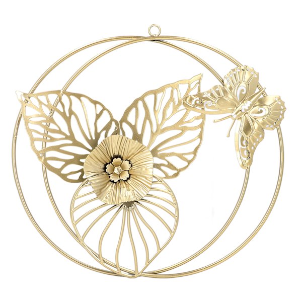 Guld Blomster Sommerfugl Væg Dekoration Lys Luksus Sommerfugl Væg Skulpturer til Soveværelse Stue Kontor