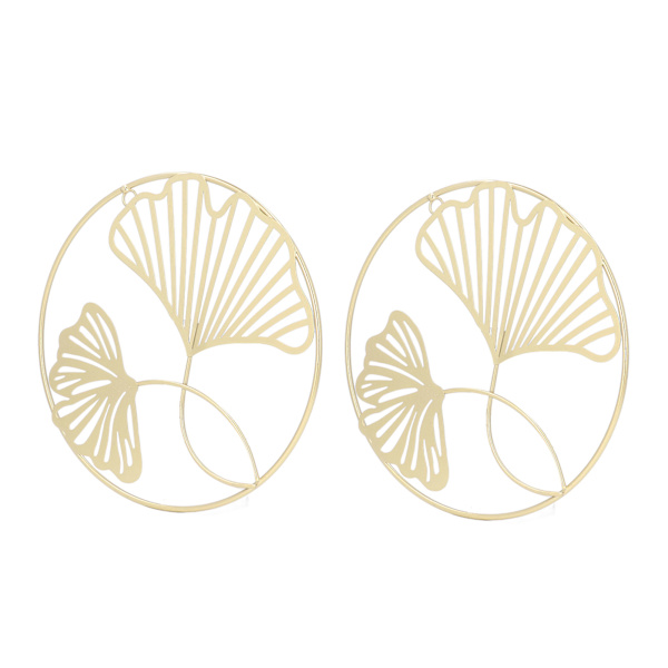 2 st guld väggdekor järnkonst 3D stereo ginkgo blad väggskulptur för soffa bakgrund entré matsal studie