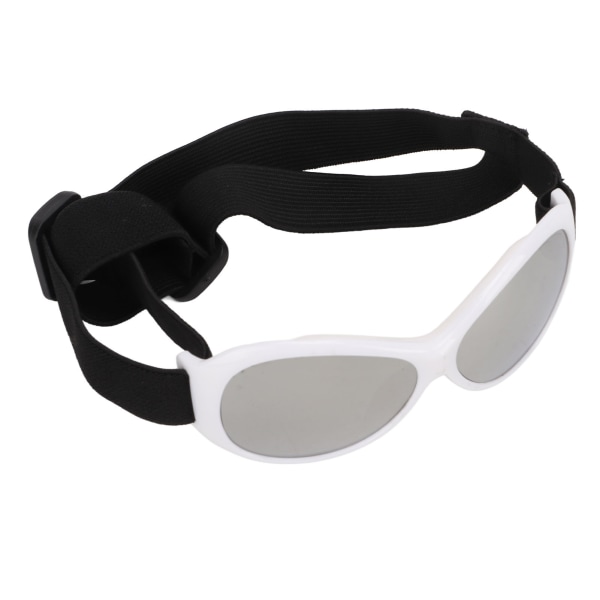 Husdjursglasögon Hundsolglasögon Vindtäta hundglasögon Ögonskydd med justerbar rem, vit silver