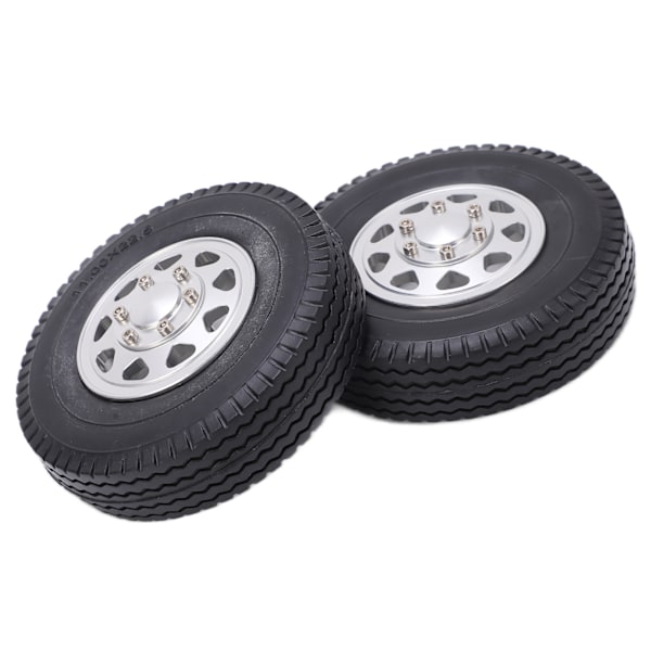 2st Metall Främre Nav med 22mm Bredd Gummidäck för Tamiya 1/14 RC Trailer Traktor Lastbil Silver