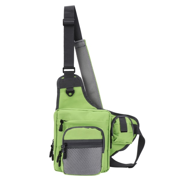 Polyester multifunktionell crossbody-väska för fiskeredskap med justerbara axelremmar (grön)