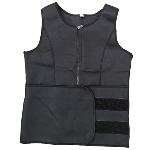 Män Waist Trainer Zip Workout Sweat Sauna Tummy Control Justerbar Bälte Kroppsshaper Väst för Walk Ride Run Body Building Svart L