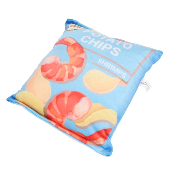 Potatischips Plysch Hundeleksak Inbyggd Raslande Pappersbitresistent Pipande Snacksäck Hundeleksak för Valp Färsk Räka Blå