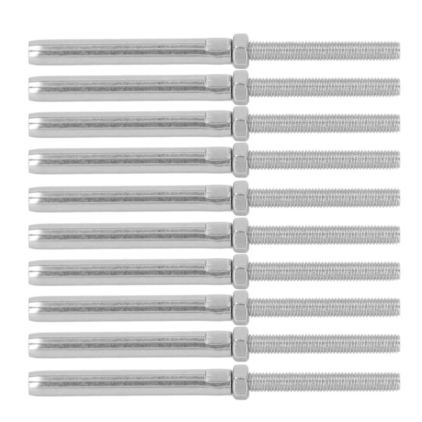 10 stk gjengeskruer i rustfritt stål for kabelrekkverk - M6 3mm/0,12 tommer