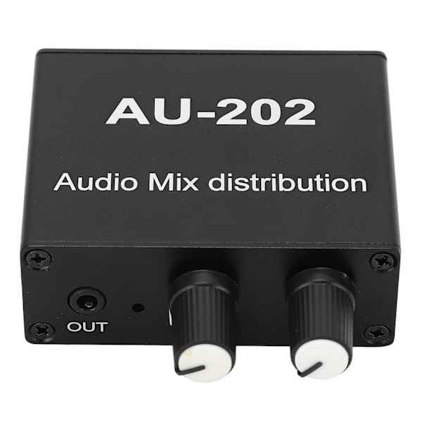 Stereo Mixer Audio Distributor 2 Input 2 Output 3,5 mm Jack Plug and Play Aluminiumlegering Audio Mix Forstärkare