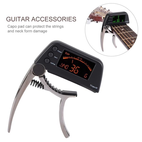 Enhånds hurtigt skiftende metal Capo Tuner Gear Tilbehør til guitarbas (bronze)