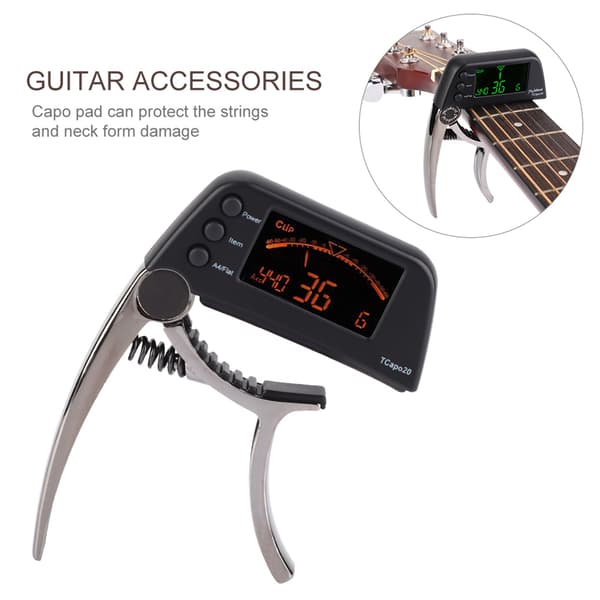 Enhånds Quick Change Metal Capo Tuner Gear Tilbehør til Guitar Bas (Bronze)