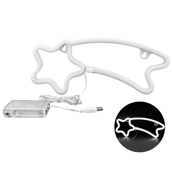 LED Neon Lys Meteor-formet Neon Skiltlampe Forslag Bryllup Fødselsdagsfest Dekoration Hvid