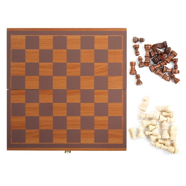 Sammenfoldeligt træ skaksæt Intelligence bordplade forældrebarn spil med skakbrikker