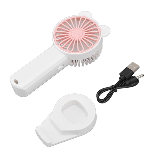 Handheld Fan Strong Natural Wind USB Charging 5 Blades Detachable Base Mini Portable Fan for Home Office Travel White