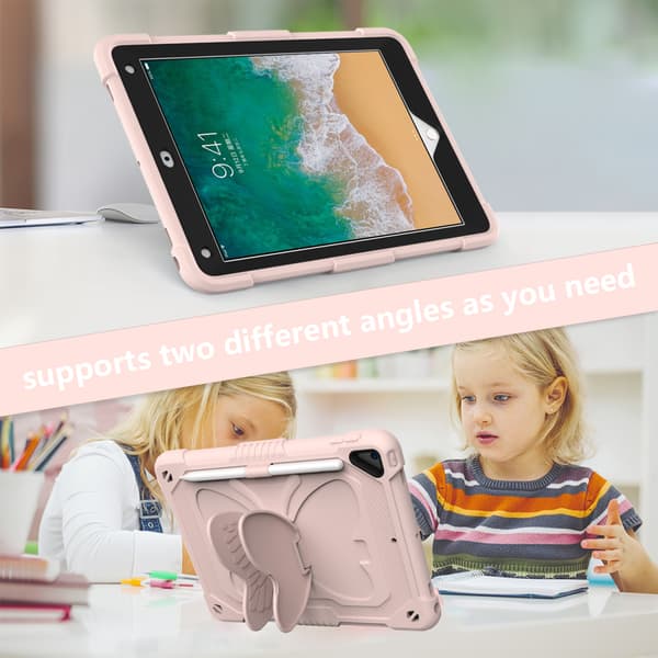 Barnfodral med stativ, iPad Air 2/Pro 9.7/9.7 (2017-2018), rosa pink