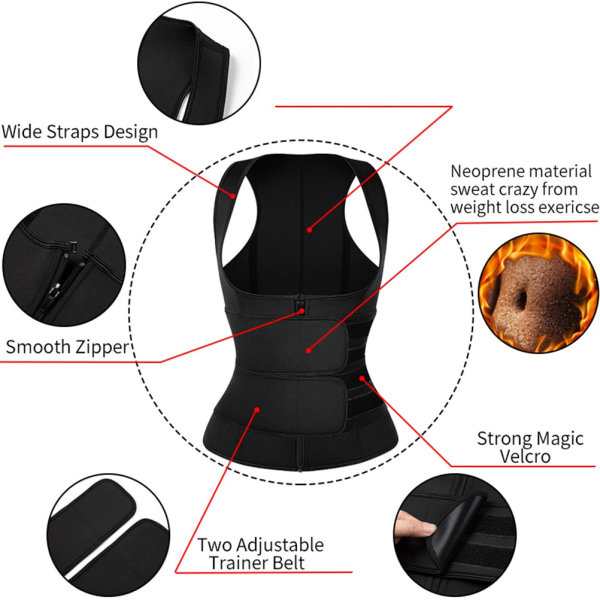 Naisten waist trainer vetoketjuliivi säädettävä neopreeninen vartalonmuotoilija Cincher tankkivyötärölle muotoileva vaatteet