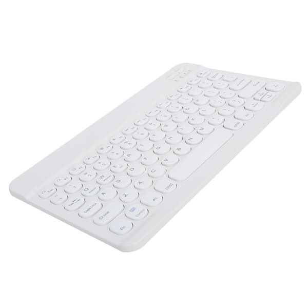 Trådløst Bluetooth-tastatur til tablet, smartphone, computer, rund tastehætte, 10 tommer, hvid