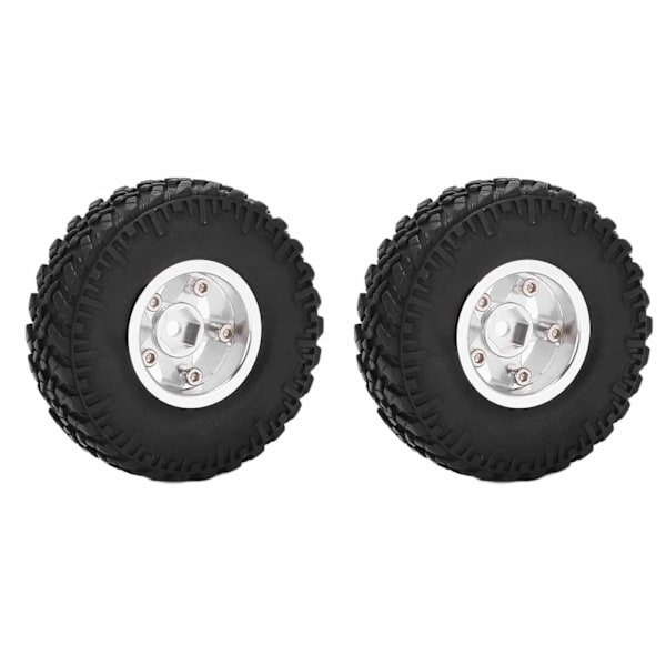 2 STK Fælgefælge Dæk Sæt til Axial SCX24 AXI00001 1/24 RC Crawler Bil Opgraderingsdele Sølv