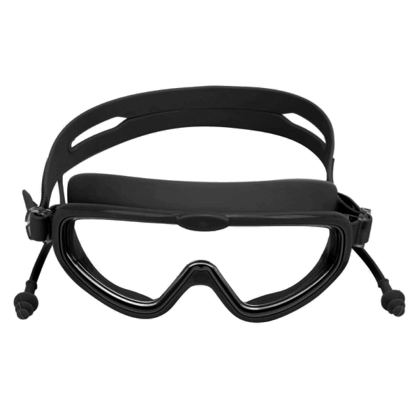 Lasten uimalasit korvatulpalla vedenpitävät AntiFog High Definition -sukelluslasit (musta teräväpiirto)