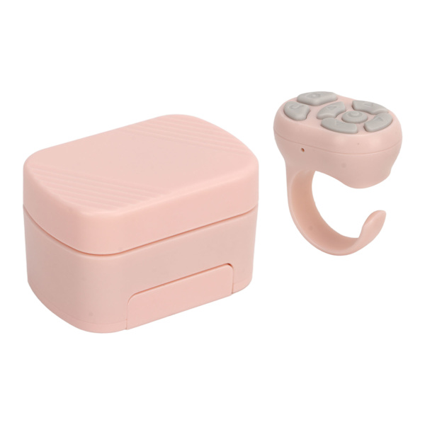 Fjernbetjening Scrolling Ring Bluetooth APP Side Vender Kamera Fjernbetjening Udløser Selfie Knap med Opladningsetui til Mobiltelefon Pink