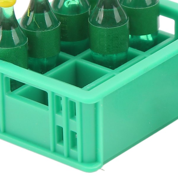 1:12 Mini läskflaska Mininatur falska dryckesflaskor med förvaringskorg Simulering Dryck Ornament Modell Hem Kök Inredning Leksak Grön