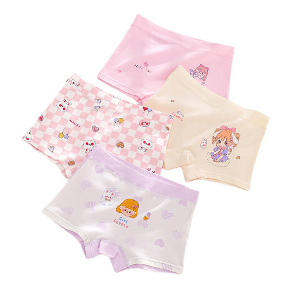 4 stk. Pigeunderbukser i Ren Bomuld Boxer Briefs Baby Shorts Åndbare Toddler Underbukser Flere Mønstre M 7,5‑12,5 kg