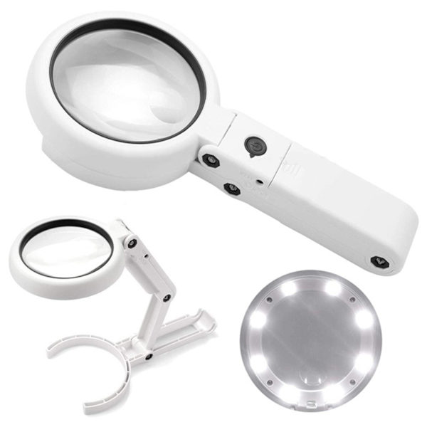 Forstørrelsesglas LED 5X 11X Forstørrelseslinse Justerbar til Læsning Reparation Batteridrevet