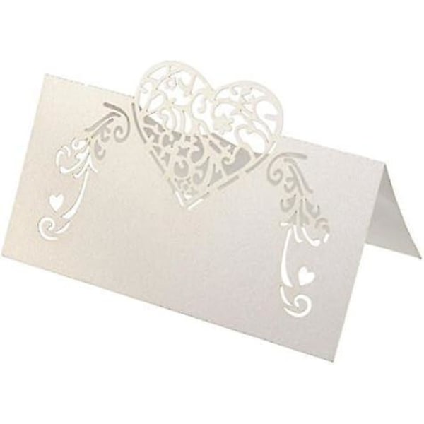 Elegant set med 50 bordskort för bröllop med delikat vitt hjärta