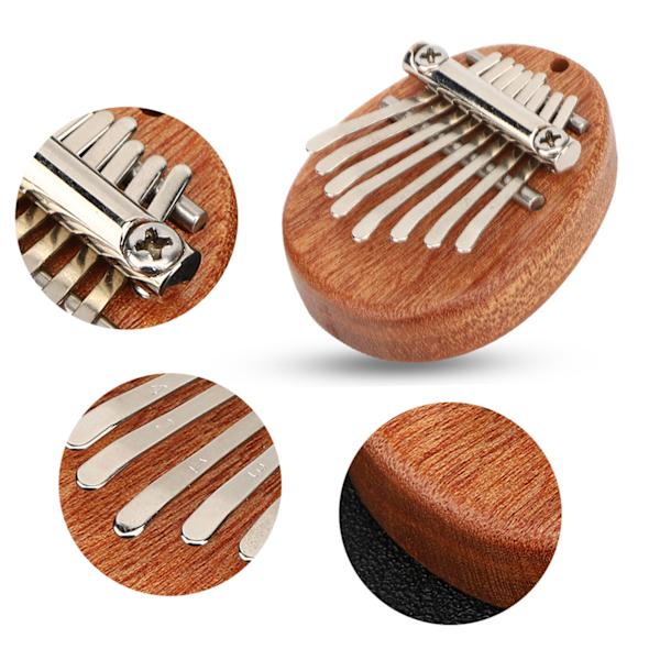 Tommelfingerklaver 8 tangenter Mini bærbart akrylmateriale Dekorationsgave MusikinstrumentOval råtræ