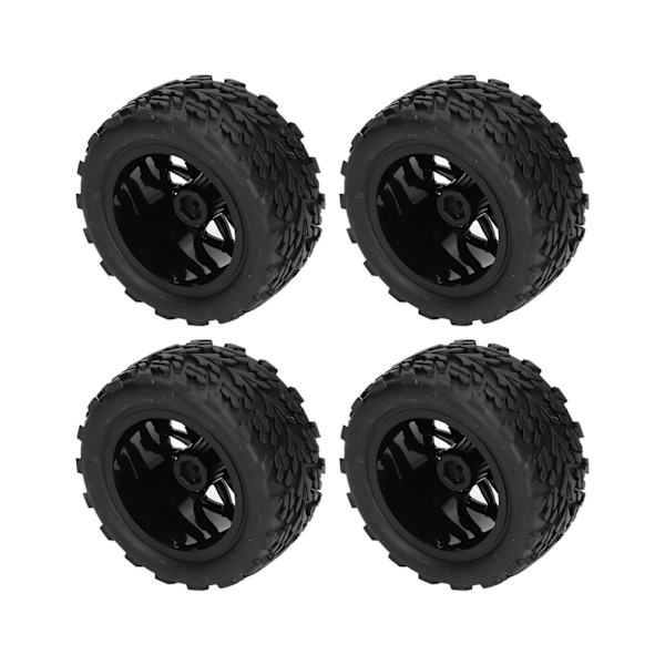 4kpl RC Renkaat Muoviset Mustat Kulutusta Kestävät Mikro-Crawler Renkaat Yhdistimillä Muttereilla 1/8 ja 1/10 Kauko-ohjattaville Autoille