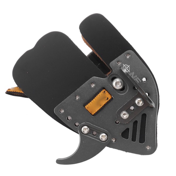 Bueskydning Finger Tab Sort Grå Fingerbeskytter Ergonomisk Design Læder Aluminium Legering Bueskydningsværktøj til Jagt S