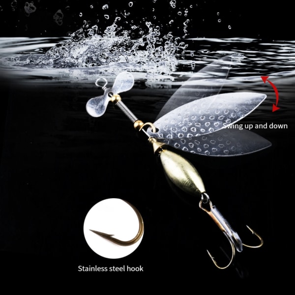 5 stk 9,8 cm svømmeagn med roterende paljett fiskelokkesett i hardmetall for bass-ørret Laks Walleye Ferskvannsaltvann