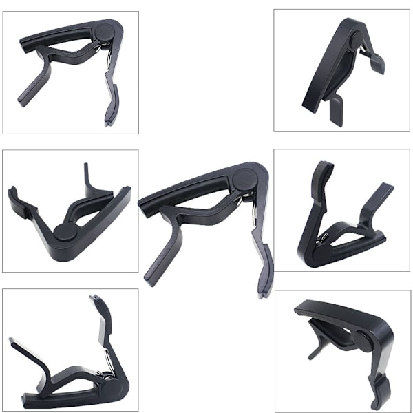 Hurtigt skiftende legeret trigger clamp key capo til 6-strenget folkeguitar (sort)