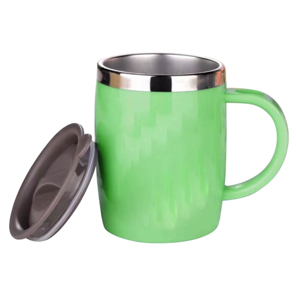 304 Rostfritt stål Kaffe Mugg med Lock Söt Drop Resistent Dricka Mugg för Kontor Hem Grön 420ml