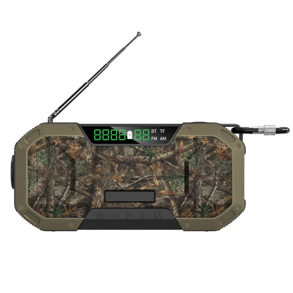 Camouflage Army Green Emergency Portable Radio AM/FM handvevradio med ljus ficklampa SOS Alarm och 5000 mah Power Bank FM Digital Radio