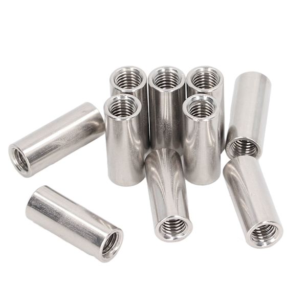 10 stk runde koblingsmuttere M10x1,5 L35mm rustfritt stål runde gjengede stangkoblingsmuttere