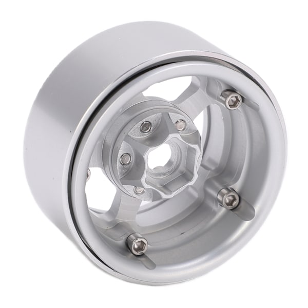 1.9 Tum Beadlock Hjul Aluminiumlegering 5 Håls Silverfälgar Icke-Färgande Lås Däck RC Hjul Fälgar Hjulnav Silver