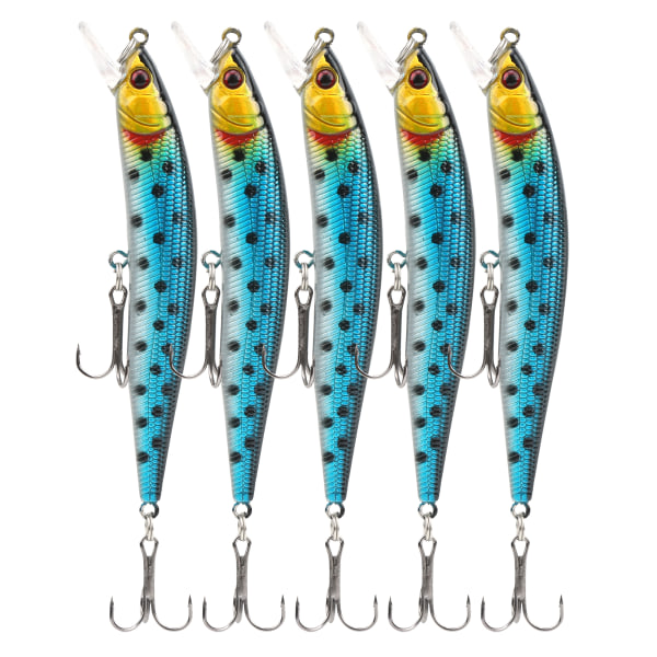 5 stk kunstig simulering Minnow Long Shot lokkemad med diskantkrog fisketilbehør4#