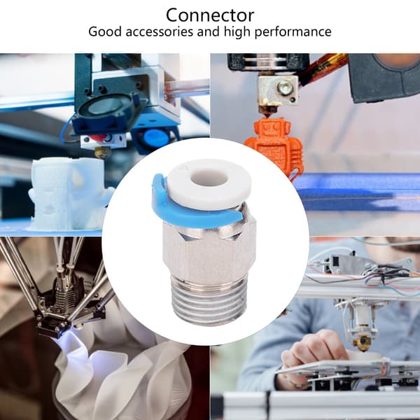 Pneumatisk Fitting Push-Konnektor - 12 stk, 3D Printer Ekstruder Tilbehør, CR10 M10 Gevind