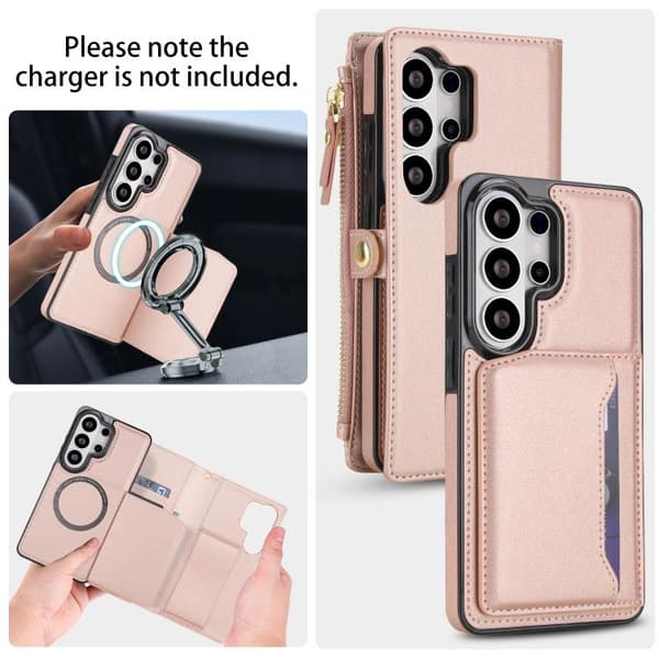 Samsung Galaxy S26 Ultra 5G Case in Multifunctional Leather with Detachable Strap Roséguld