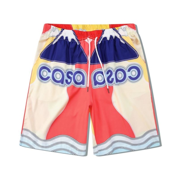 Stadium Print Casablanca Tennis Club kortærmet skjorte og shortsæt, unisex til sommer, afslappet hiphop hawaiiansk strandstil CA11 L