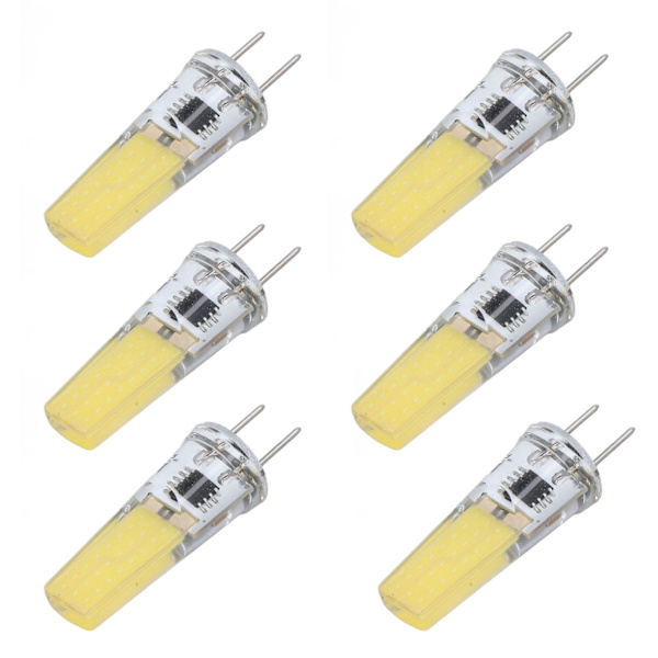 6 stk. G8 LED-pære 5W dæmpbar 2508 COB energibesparende nem installation 360 grader 50000 timer stabil 5W pærer 100-120V koldt hvidt