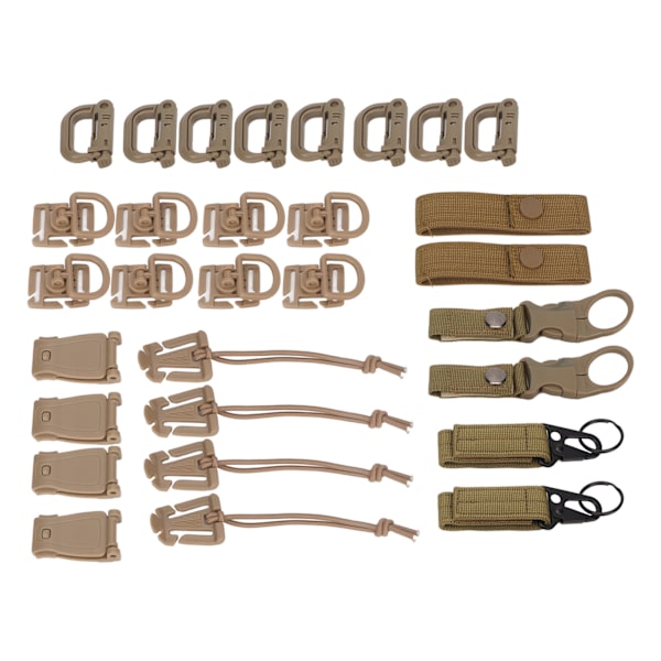 30 st Molle Tillbehör D Spänne Ryggsäck Spänne Nylon Ribbon Ryggsäck Tillbehör för picknick Camping Resor Jordfärg