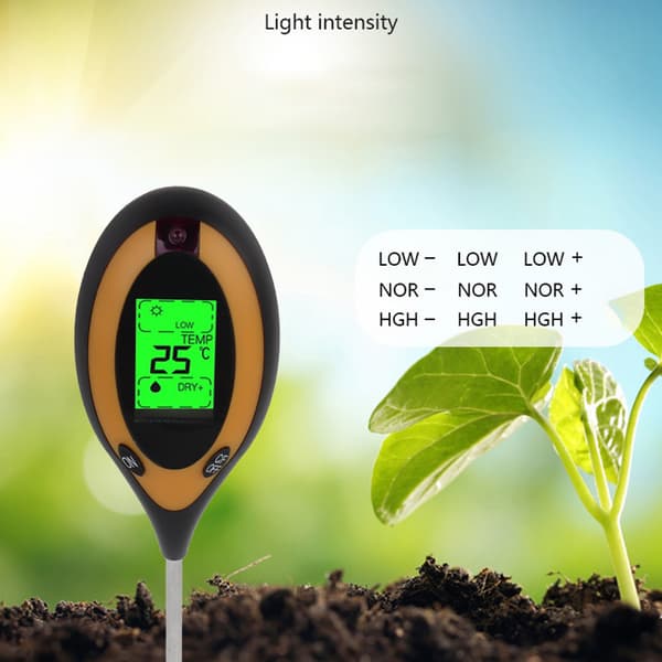 Jordtester PH-måler Fugtighedsbelysning Temperatursensor LED-display til have engelsk