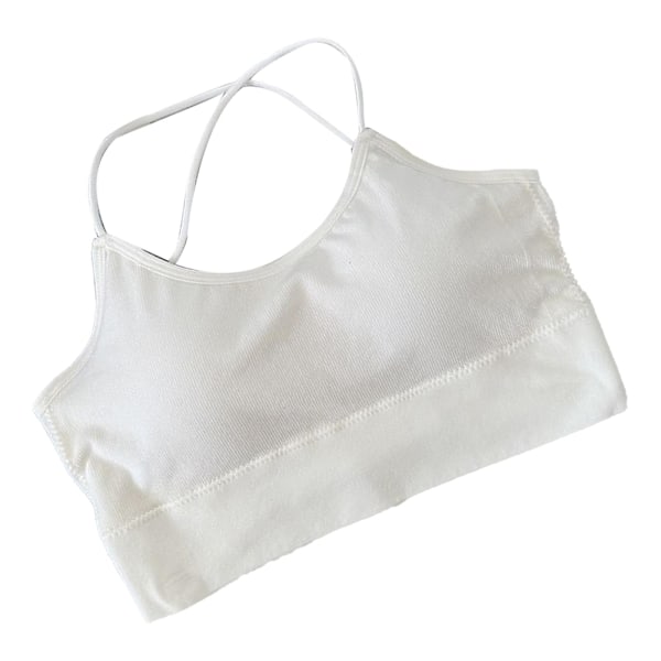Kvinner Kort Tanktopp Kryssende Spaghettistropper Slim Fit Polstret Tanktopp for Daglig Bruk Hvit Fri Størrelse