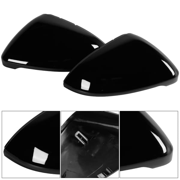 Sidespejlkappe i blank sort, kompatibel med VW Golf MK7 2014 og senere
