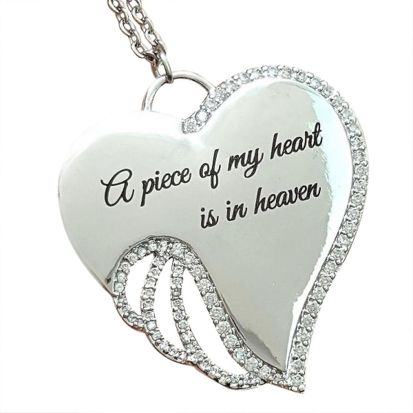 Et stykke af mit hjerte er i himmelsk kærlighed Diamond Angel Feather Alloy Pendant