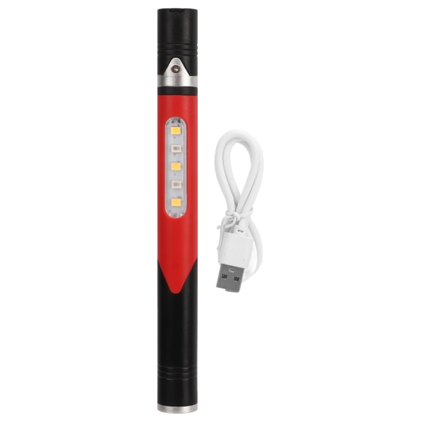 LED Penlight 3 Lyskilde 4 Lys Gear USB Lading IPX4 Vanntett Bærbar Pen Lampe med Penneklemme for Doctor Nurse Red