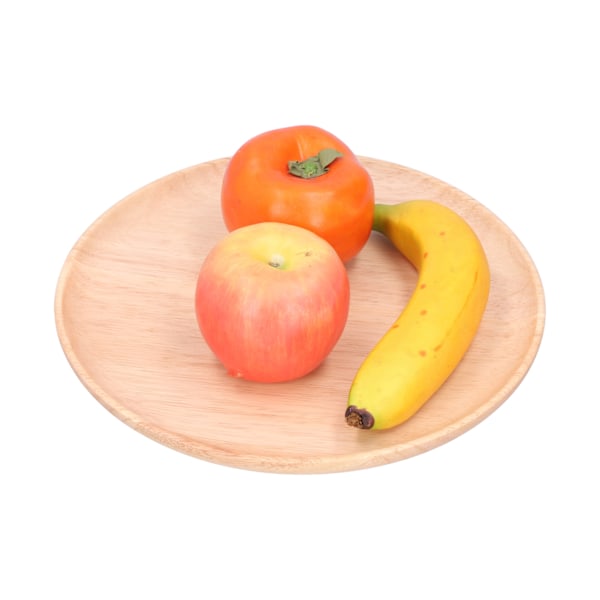 Rund serveringsbrett i gummitre for middagstallerken, teservering, frukt, snacks og matlagring, 27 cm