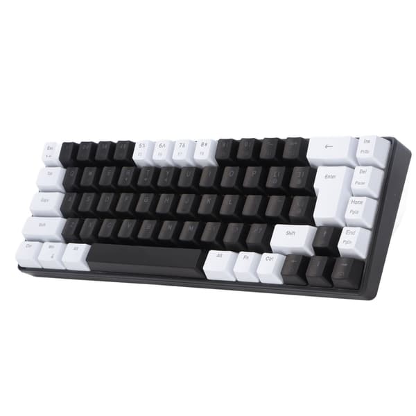 Membran Gaming Keyboard 68 Taster RGB Baggrundsbelyst Ergonomisk USB Interface Computer Keyboard til Win System Office Family Hvid Sort