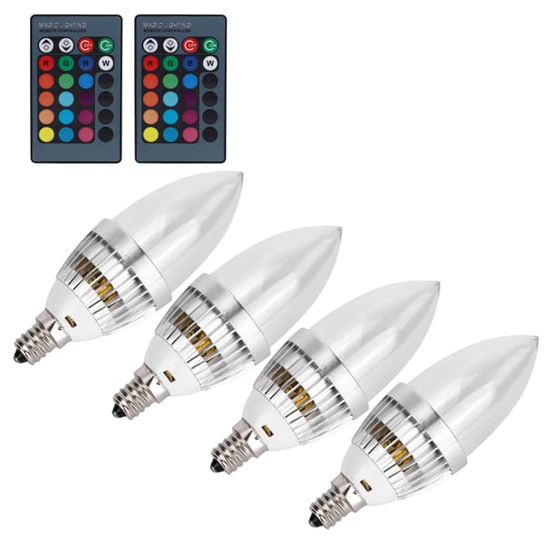 3W E27/E12 RGB LED-stearinlyspære med fjernkontroll, aluminiumslegering, 85-265V E12
